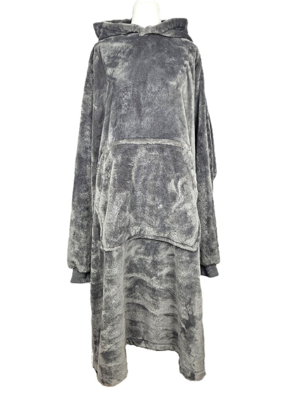 Oversized Hooded Wearable Blanket | Plush Gray Blanket Hoodie | One Size